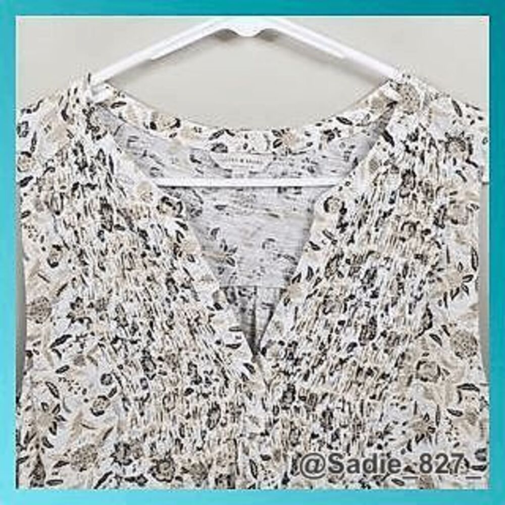 🎀💎🌺🌟🛍️ Lucky Brand Size L Neutral Floral Sleeveless Tank Shirt Blouse 👠🌺